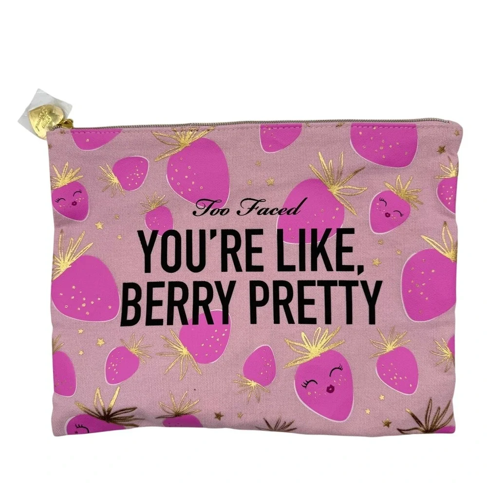 Too Faced Lip Gloss Set includes Sunset Crush and Yummy Rummy and Makeup Bag NEW